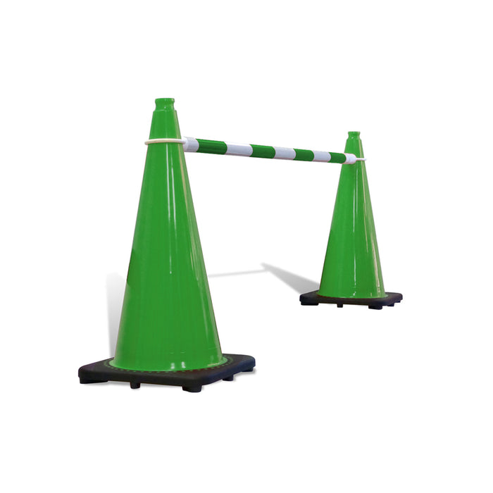 JBC Safety Retractable Traffic Cone Bar - 6ft to 10.5ft - Green/White