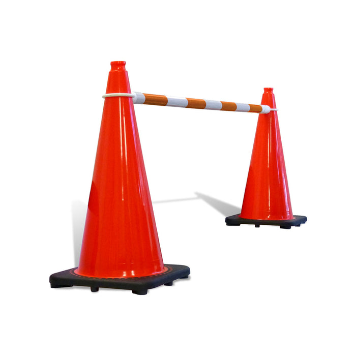 JBC Safety Retractable Traffic Cone Bar - 3.35ft to 6.6ft - Orange / White