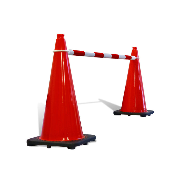 JBC Safety Retractable Traffic Cone Bar - 3.35ft to 6.6ft - Red / White