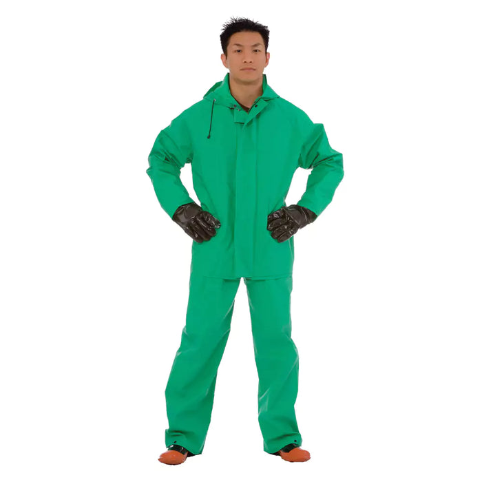 Cordova Apex-FR™ PVC/Nylon Chemical Suit .45 mm - 2-Piece Attached Drawstring Hood – Green - RS452G