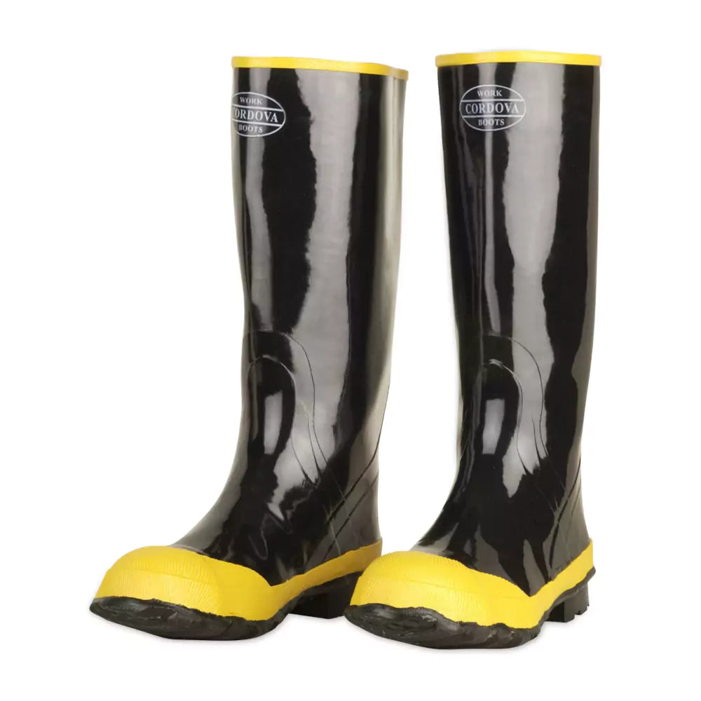 Black and Yellow Rubber Steel Toe Boots 9 MCIKCC Men main image 2