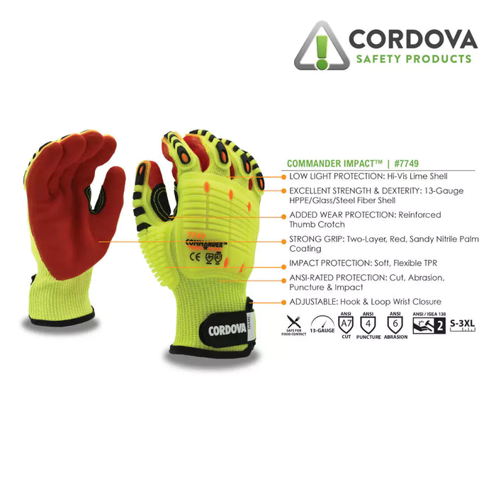 Cordova Safety Commander Cut Resistant Gloves - 13-Gauge ANSI Cut Level A7 - 7749