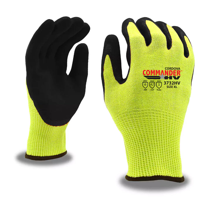 Cordova Safety Commander HV Cut Resistant Gloves - 13-Gauge ANSI Cut Level A7 - 3732HV