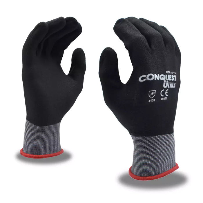 Cordova Safety Conquest Ultra Premium Grip Gloves - 15-gauge - 12 Pcs Pack - 6925