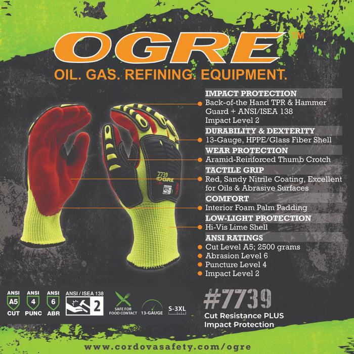 Cordova Safety Ogre CR+ Impact Activity Gloves - 13-Gauge ANSI Cut Level A5 - 7739
