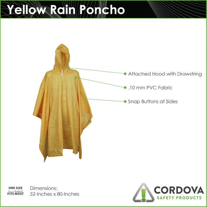 Cordova Value-Line™ .10 mm Single-ply PVC Rain Poncho - RP10