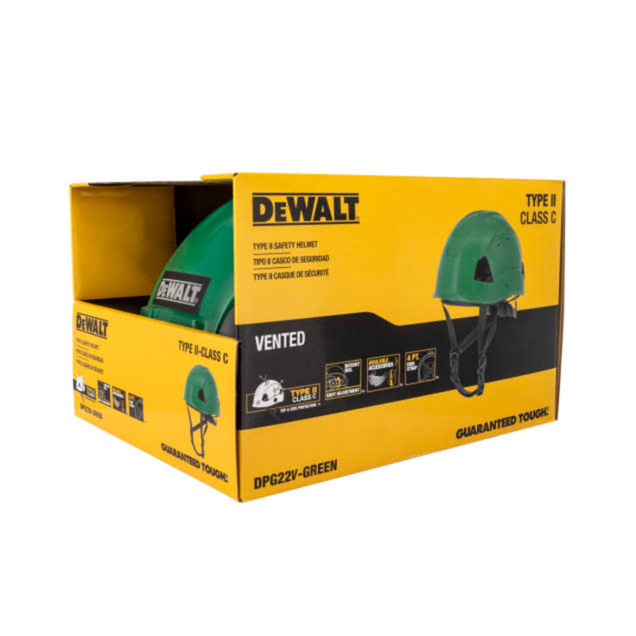 DEWALT® Durable Type II Class C Vented Safety Helmet - 4-Point Retention Chin Strap - DPG22V