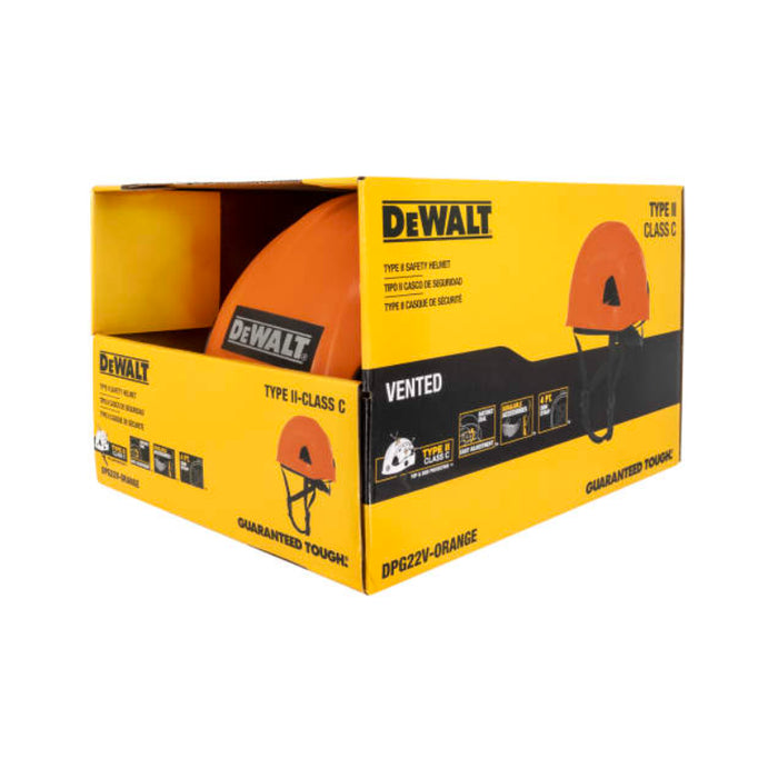 DEWALT® Durable Type II Class C Vented Safety Helmet - 4-Point Retention Chin Strap - DPG22V