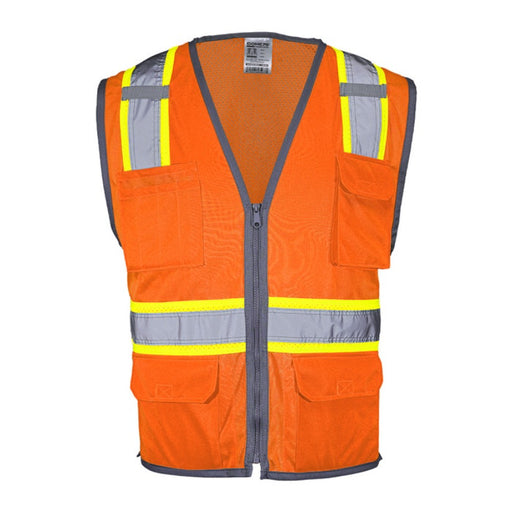 DOME75® DYNAMIC SERIES ANSI Class 2 Solid Front/Mesh Back Hi-Vis Contrast Safety Vest - DV2123S