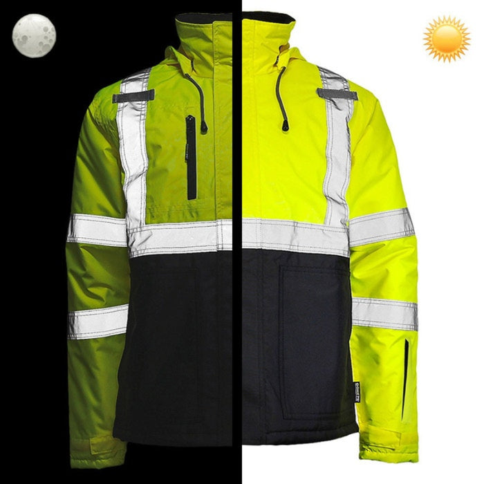 DOME75® DYNAMIC Series ANSI Class 3 Hi-Vis Black Bottom Thermal Chore Coat - DJC3632