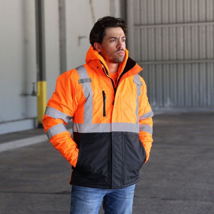 DOME75® DYNAMIC Series ANSI Class 3 Hi-Vis Black Bottom Thermal Chore Coat - DJC3632