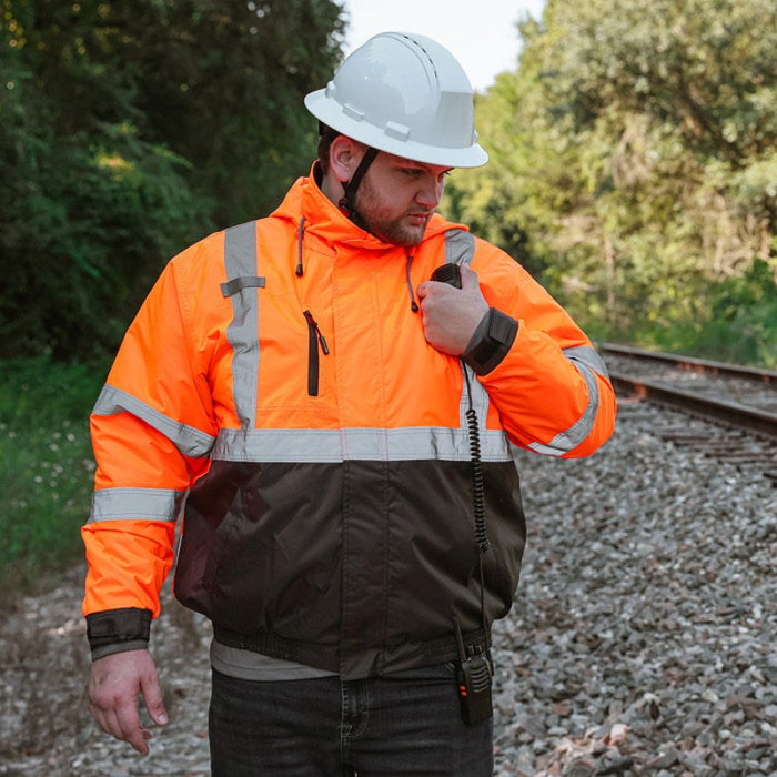 DOME75® DYNAMIC Series Hi-Vis ANSI Class 3 Black Bottom Thermal Bomber Jacket - DJB3832