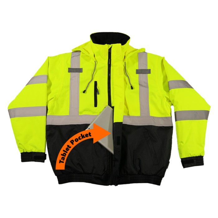 DOME75® DYNAMIC Series Hi-Vis ANSI Class 3 Black Bottom Thermal Bomber Jacket - DJB3832