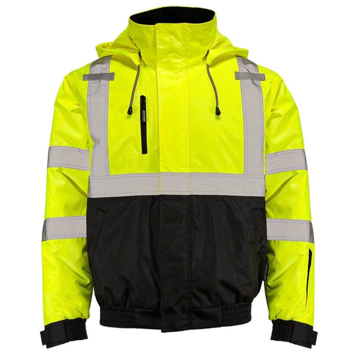 DOME75® DYNAMIC Series Hi-Vis ANSI Class 3 Black Bottom Thermal Bomber Jacket - DJB3832
