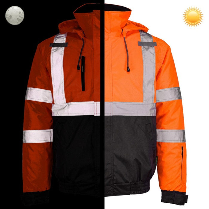 DOME75® DYNAMIC Series Hi-Vis ANSI Class 3 Black Bottom Thermal Bomber Jacket - DJB3832