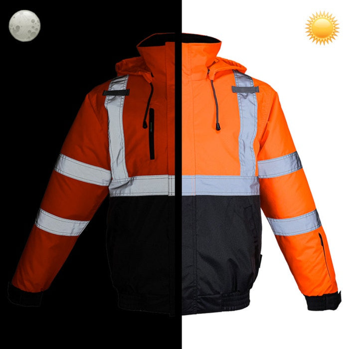 DOME75® DYNAMIC Series Hi-Vis ANSI Class 3 Black Bottom Thermal Bomber Jacket - DJB3832