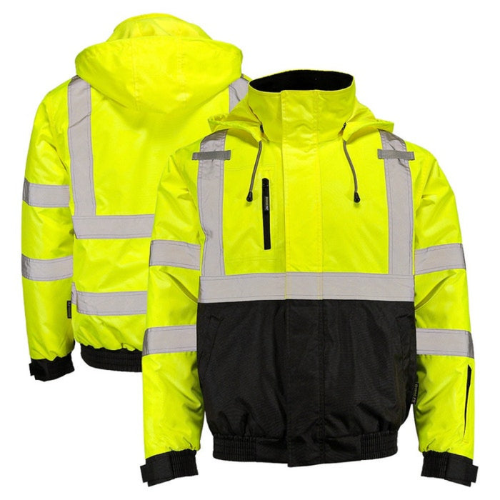 DOME75® DYNAMIC Series Hi-Vis ANSI Class 3 Black Bottom Thermal Bomber Jacket - DJB3832
