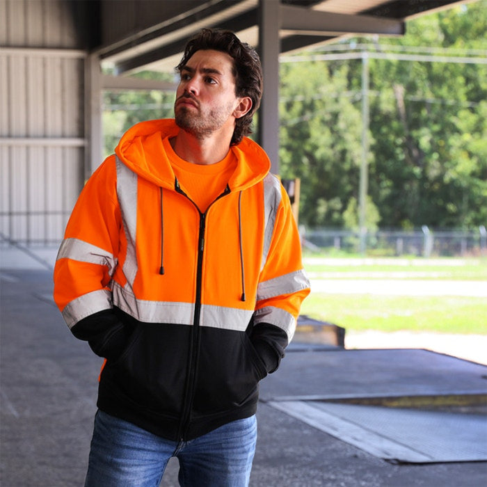 DOME75®  DYNAMIC Series Hi-Vis ANSI Class 3 Viz-Tuff Fleece Full-Zip Hoodie - DHZ1632