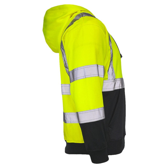 DOME75®  DYNAMIC Series Hi-Vis ANSI Class 3 Viz-Tuff Fleece Black Bottom Pullover Hoodie - DHP1632