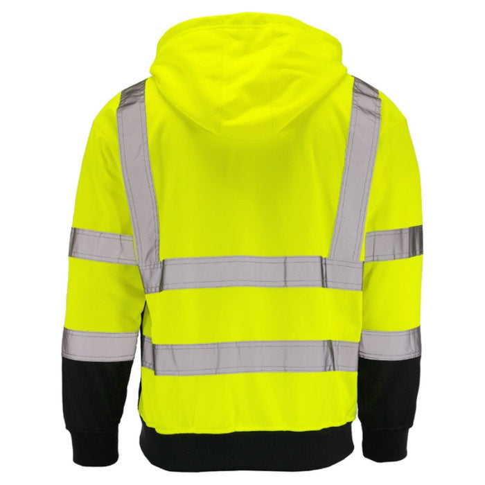 DOME75®  DYNAMIC Series Hi-Vis ANSI Class 3 Viz-Tuff Fleece Black Bottom Pullover Hoodie - DHP1632