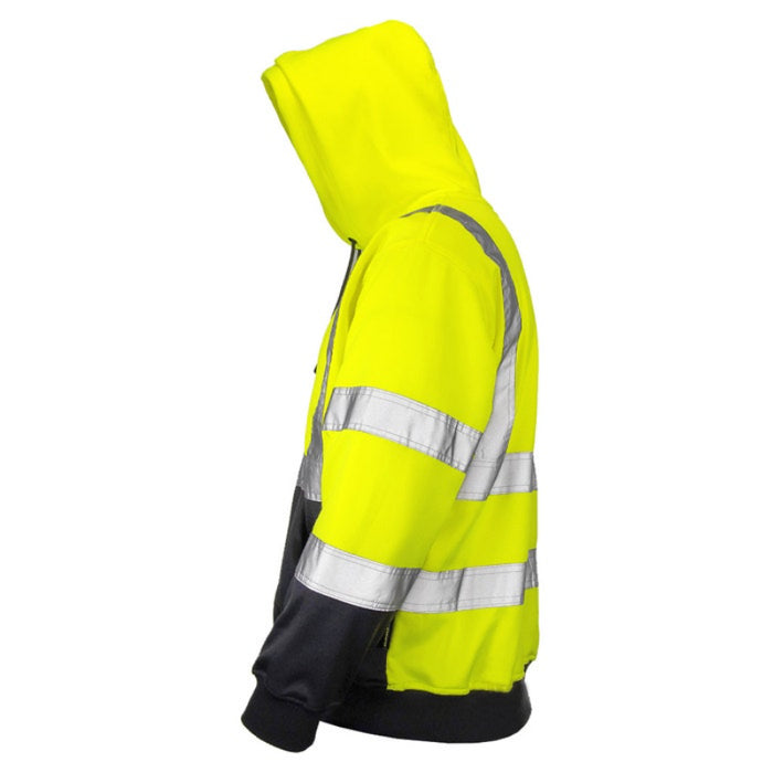 DOME75®  DYNAMIC Series Hi-Vis ANSI Class 3 Viz-Tuff Fleece Black Bottom Pullover Hoodie - DHP1632
