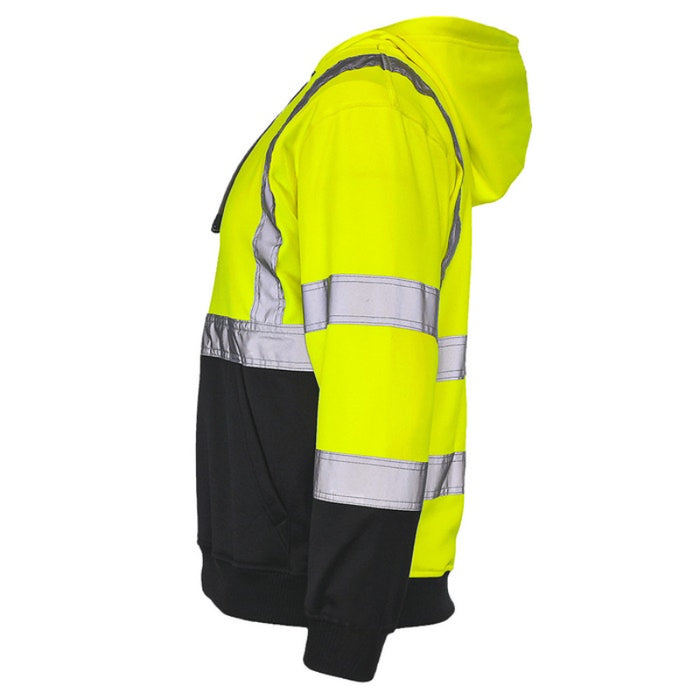 DOME75®  DYNAMIC Series Hi-Vis ANSI Class 3 Viz-Tuff Fleece Black Bottom Pullover Hoodie - DHP1632