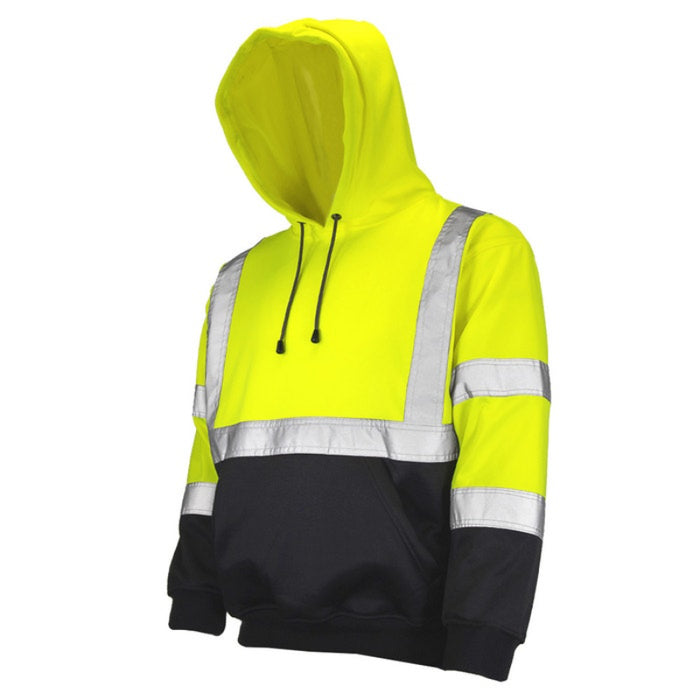 DOME75®  DYNAMIC Series Hi-Vis ANSI Class 3 Viz-Tuff Fleece Black Bottom Pullover Hoodie - DHP1632