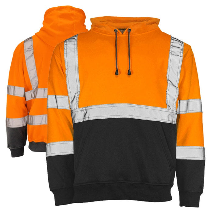 DOME75®  DYNAMIC Series Hi-Vis ANSI Class 3 Viz-Tuff Fleece Black Bottom Pullover Hoodie - DHP1632