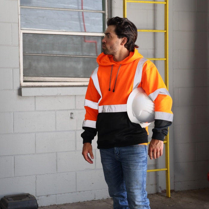 DOME75®  DYNAMIC Series Hi-Vis ANSI Class 3 Viz-Tuff Fleece Black Bottom Pullover Hoodie - DHP1632