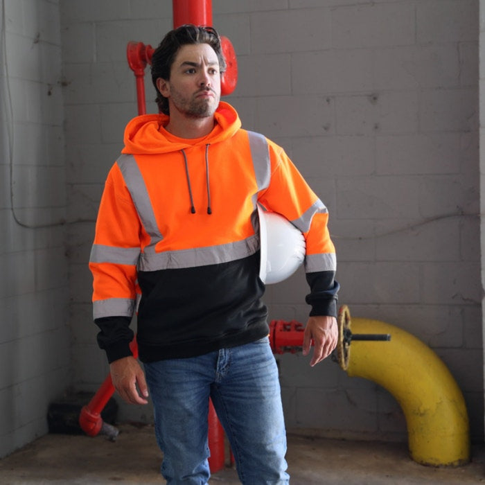DOME75®  DYNAMIC Series Hi-Vis ANSI Class 3 Viz-Tuff Fleece Black Bottom Pullover Hoodie - DHP1632