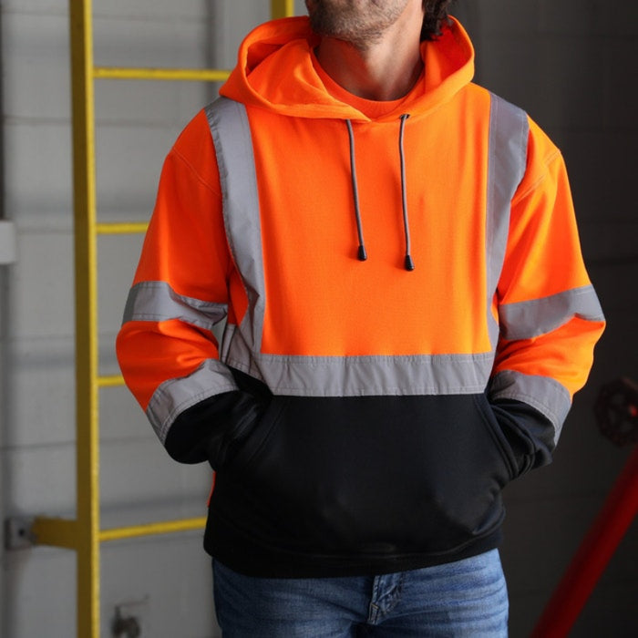 DOME75®  DYNAMIC Series Hi-Vis ANSI Class 3 Viz-Tuff Fleece Black Bottom Pullover Hoodie - DHP1632