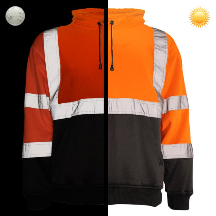 DOME75®  DYNAMIC Series Hi-Vis ANSI Class 3 Viz-Tuff Fleece Black Bottom Pullover Hoodie - DHP1632