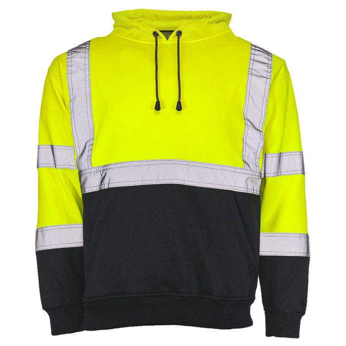 DOME75®  DYNAMIC Series Hi-Vis ANSI Class 3 Viz-Tuff Fleece Black Bottom Pullover Hoodie - DHP1632