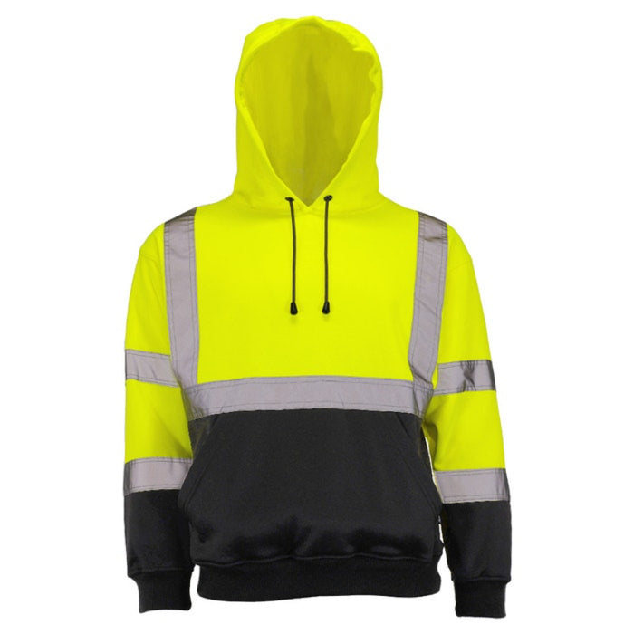 DOME75®  DYNAMIC Series Hi-Vis ANSI Class 3 Viz-Tuff Fleece Black Bottom Pullover Hoodie - DHP1632