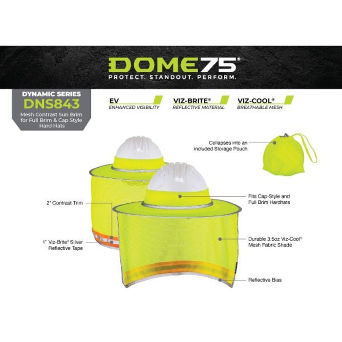 DOME75® DYNAMIC Series Mesh Hard Hat Sun Brim - DNS843