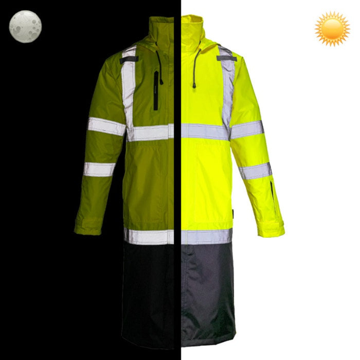 DOME75® DYNAMIC Series Rain Tamer ANSI Class 3 Black Bottom Rain Trench Coat - DRT3432