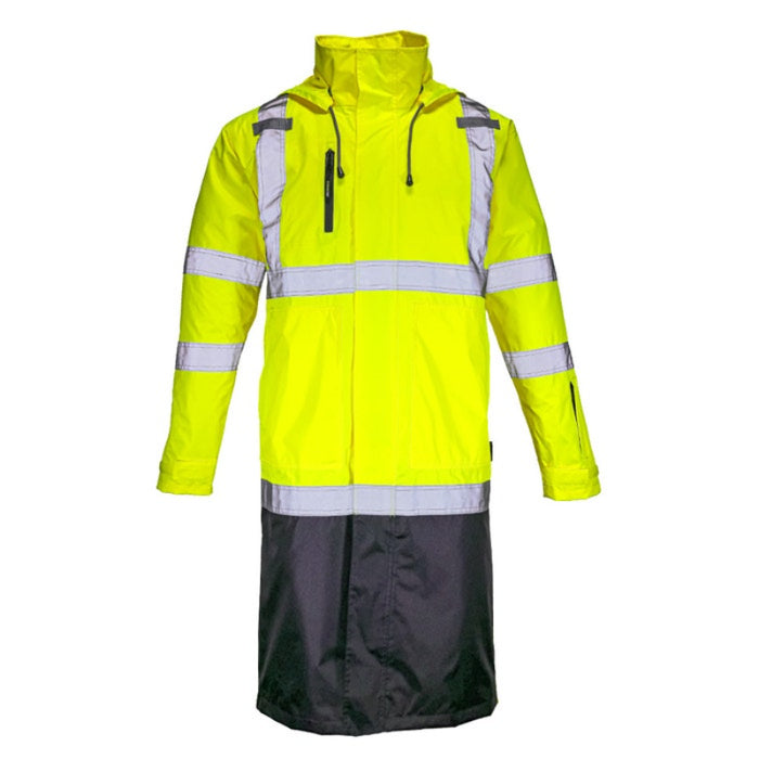 DOME75® DYNAMIC Series Rain Tamer ANSI Class 3 Black Bottom Rain Trench Coat - DRT3432