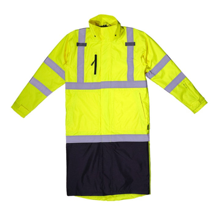 DOME75® DYNAMIC Series Rain Tamer ANSI Class 3 Black Bottom Rain Trench Coat - DRT3432