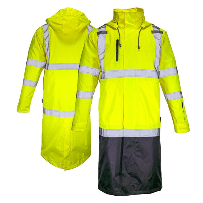 DOME75® DYNAMIC Series Rain Tamer ANSI Class 3 Black Bottom Rain Trench Coat - DRT3432