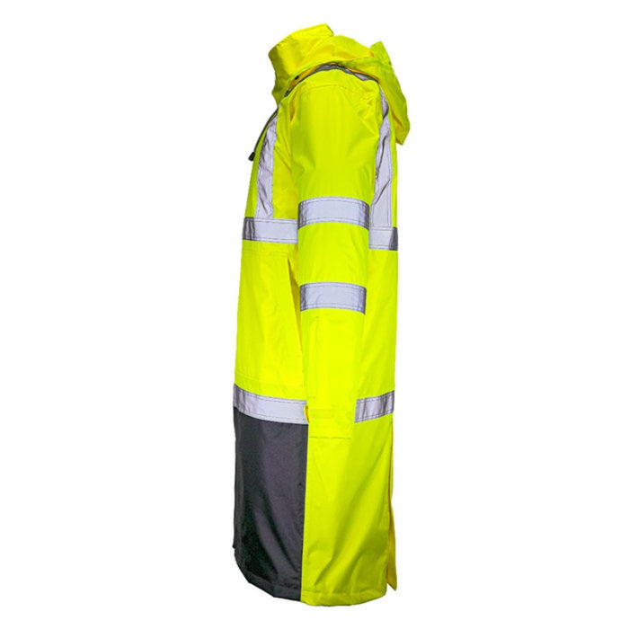 DOME75® DYNAMIC Series Rain Tamer ANSI Class 3 Black Bottom Rain Trench Coat - DRT3432