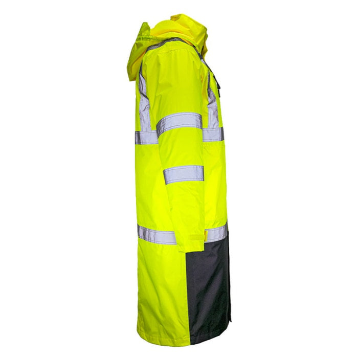 DOME75® DYNAMIC Series Rain Tamer ANSI Class 3 Black Bottom Rain Trench Coat - DRT3432