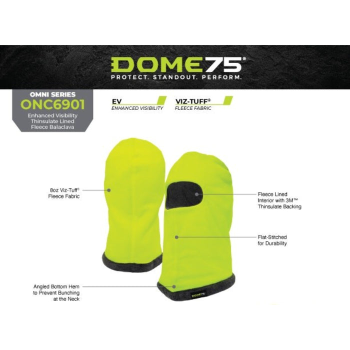 DOME75® OMNI Series Enhanced Visibility Thinsulate Lined Fleece Balaclava - ONC6901
