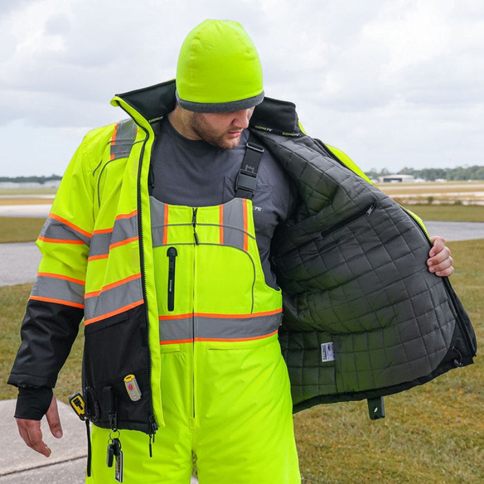 DOME75® OMNI Series Heavy Duty Hi-Vis ANSI Class 3 Black Bottom Thermal Insulated Winter Safety Jacket - OJC7735