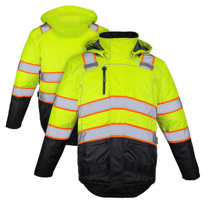 DOME75® OMNI Series Heavy Duty Hi-Vis ANSI Class 3 Black Bottom Thermal Insulated Winter Safety Jacket - OJC7735