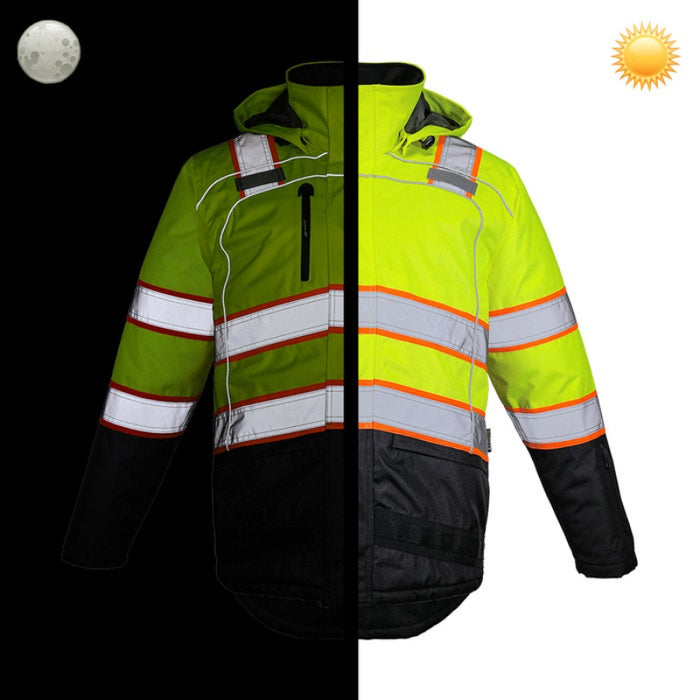 DOME75® OMNI Series Heavy Duty Hi-Vis ANSI Class 3 Black Bottom Thermal Insulated Winter Safety Jacket - OJC7735