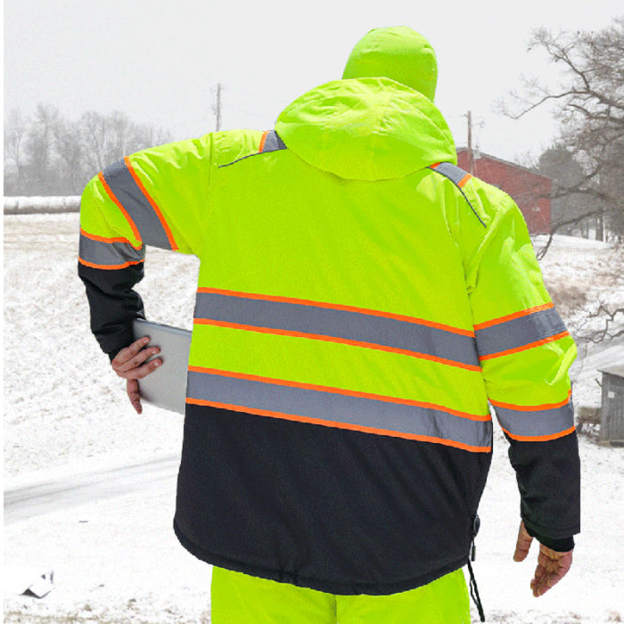 DOME75® OMNI Series Heavy Duty Hi-Vis ANSI Class 3 Black Bottom Thermal Insulated Winter Safety Jacket - OJC7735