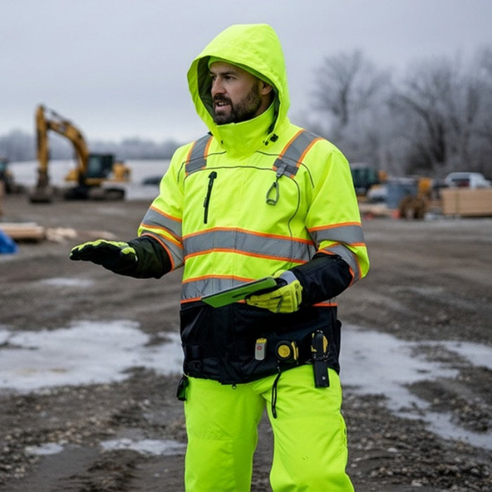 DOME75® OMNI Series Heavy Duty Hi-Vis ANSI Class 3 Black Bottom Thermal Insulated Winter Safety Jacket - OJC7735