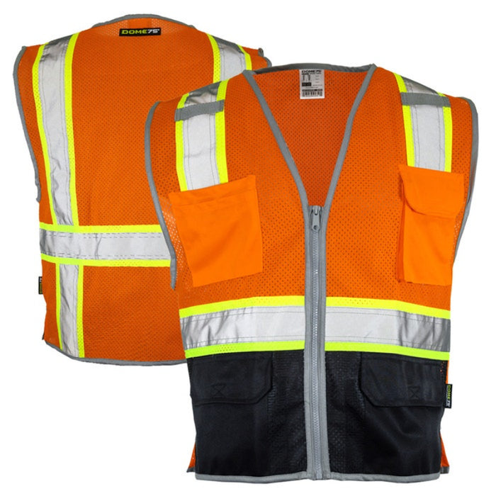 DOME75® DYNAMIC SERIES ANSI Class 2 Black Bottom Hi-Vis Mesh Safety Vest- DV2125