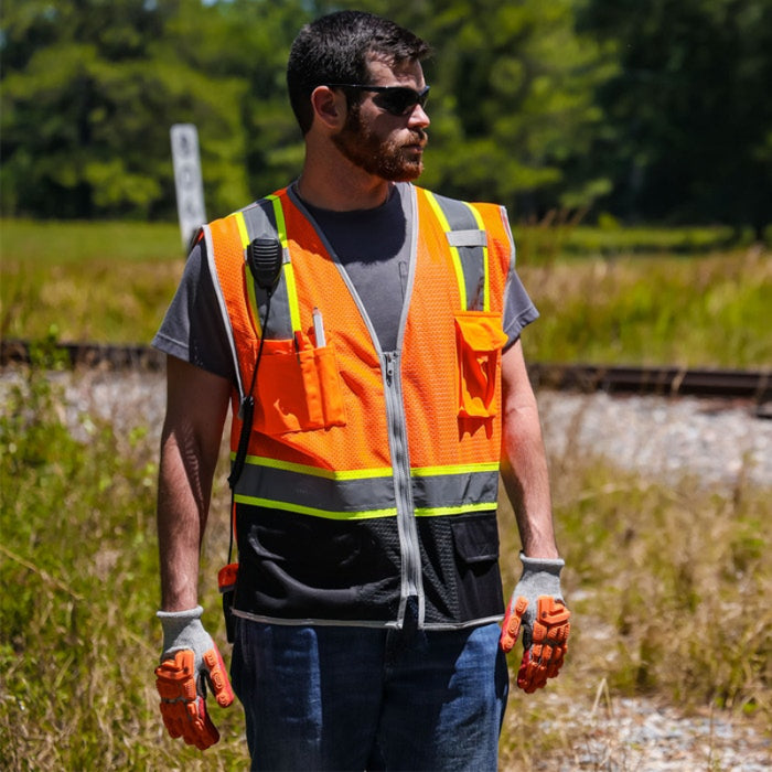 DOME75® DYNAMIC SERIES ANSI Class 2 Black Bottom Hi-Vis Mesh Safety Vest- DV2125