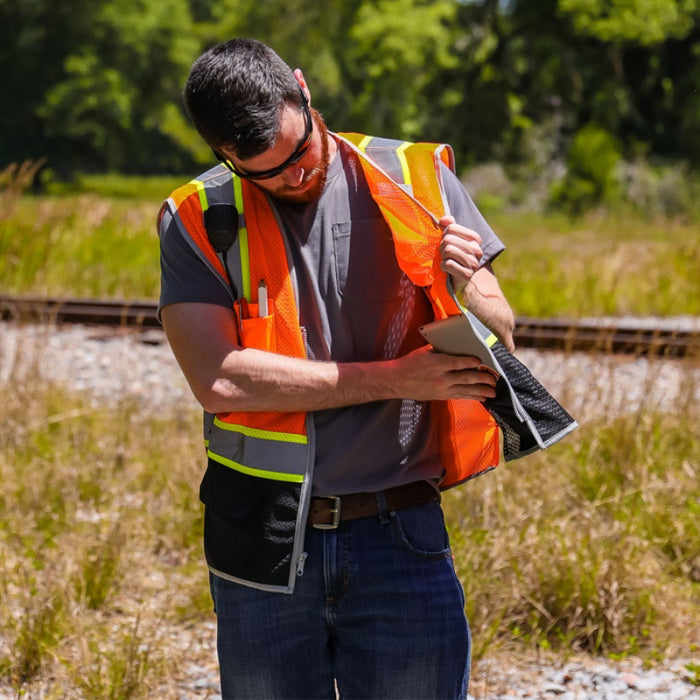 DOME75® DYNAMIC SERIES ANSI Class 2 Black Bottom Hi-Vis Mesh Safety Vest- DV2125